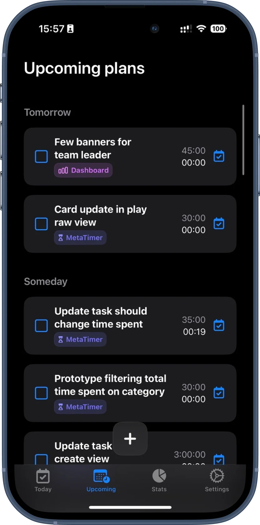 MetaTimer main screen